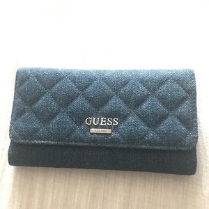 GUESS Navy Blue Jean Material Purse